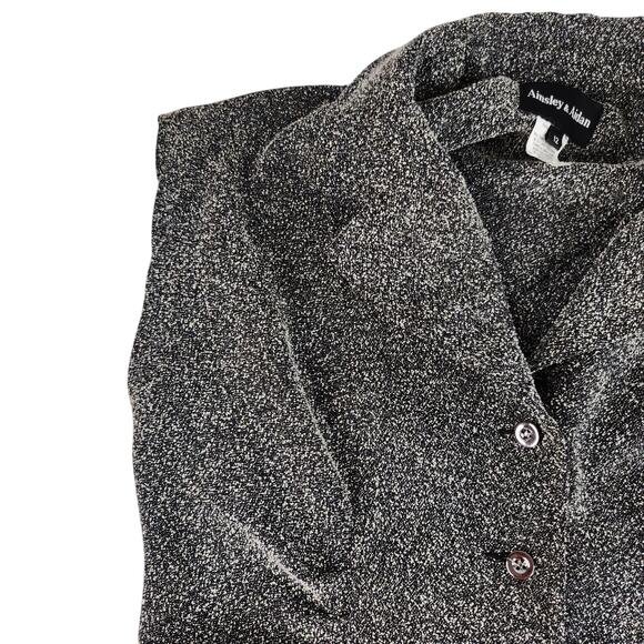 Gray Button Front Dress Womens 12 Collared Ruched Cap Sleeve Shift Knee Length - Picture 9 of 16